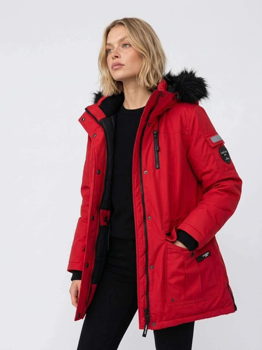 Laneige Canada by Pajar Winter Parka Size M Red Faux Fur Hood